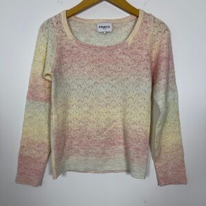🌸 FRNCH Paris Pastel Ombre Pointelle Sweater Small Soft Knit Spring Top French